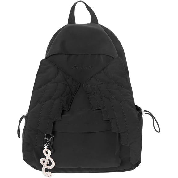 Cutecore Backpack Cute Daypack with Wings Kawaii Sweet Coquette Fun Novelty Nylon Bag with Zipper for Women(Black)