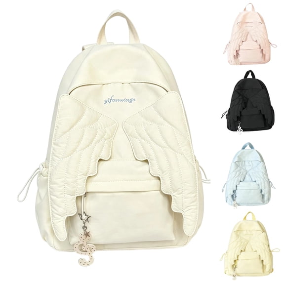 Cutecore Backpack with Charms Girls Backpack Cute School Backpack with Wings Kawaii Sweet Coquette Fun Novelty Bag for Women