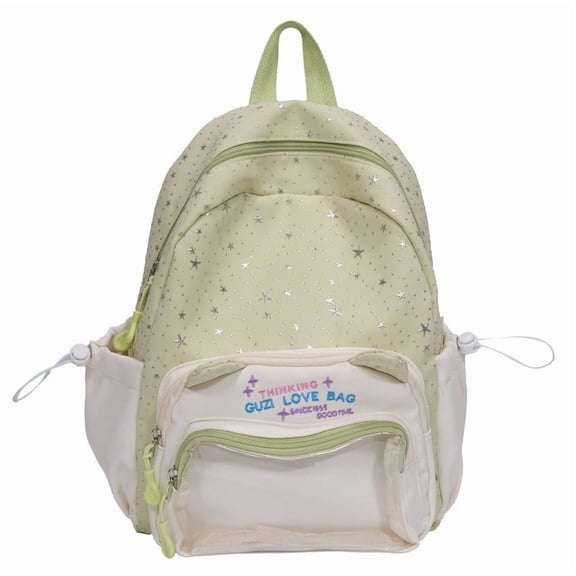 Cutecore Star Daypack 16.93" Polyester Clear Pocket Water-Resistant Multi-Compartment for Travel Outings (Green)