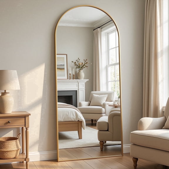 Cuteday 68"x 26" Full Length Mirror Arched Standing Floor Mirror Full Body Mirror, Gold