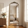 thumbnail image 1 of Cuteday 64"x21" Arched Full Length Mirror Metal Vintage Mirror Baroque Style,Bronze, 1 of 7