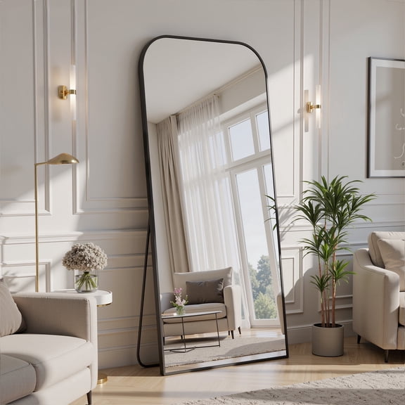 Cuteday 81"x41" Floor Mirror, Arched Full Body Standing Mirror for Bedroom & Living Room, Gold