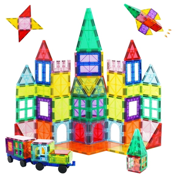 Cutedeer 108 Piece Magnetic Tiles, Magnet Building Blocks Set for Kids Toddlers, STEM Construction Toys with Gift Box for All Ages Boys Girls