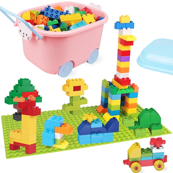 Cutedeer 138 PCS Classic Big Building Blocks Set with Storage Box & Baseplate, STEM Toy Large Bricks Kit for Kids Toddlers, Compatible with Major Brands, Preschool Educational Toy for All Ages