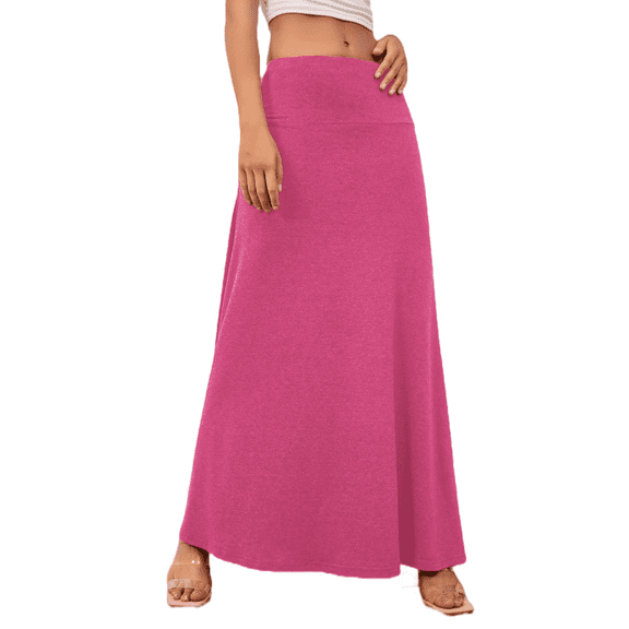 Cuteduck High Waist Flowing Long Skirt Pure Color Casual A-line Skirt S-XXL