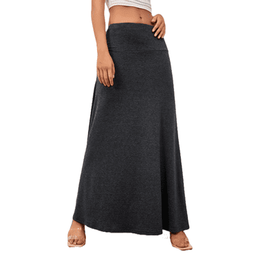 Cuteduck High Waist Flowing Long Skirt Pure Color Casual A-line Skirt S-XXL