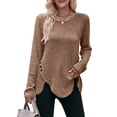 thumbnail image 1 of Cuteduck Long Sleeve Shirts for Women Crew Neck Lightweight Loose Casual Tunic Button Tops S-XXL, 1 of 4