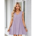 thumbnail image 1 of Cuteduck Summer Sleeveless Mini Dress Casual Loose V Neck Sundress Swing Flowy Beach Dress with Pocket Pleated Dresses, S-2XL, 1 of 5