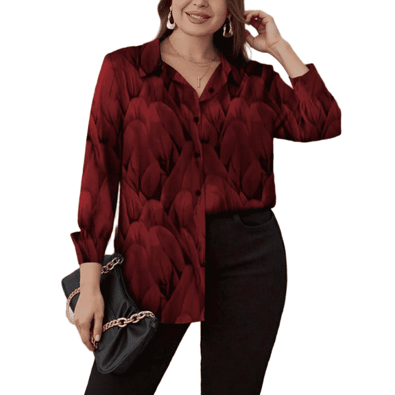 Cuteduck Women Plus Size Floral Printed Button Down Shirt Lapel Long Sleeve Fall Casual Lightweight Boho Dressy Top 1X-5X