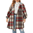 thumbnail image 1 of Cuteduck Women Plus Size Plaid Hooded Button Up Shirt Fall Shacket Long Sleeve Lightweight Fashion Coat 1X-4X, 1 of 7