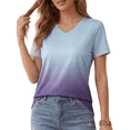 thumbnail image 1 of Cuteduck Women Tops Casual Short Sleeve V-Neck T-Shirt Summer Color Blending Loose Fit Comfort T-Shirt M-XL, 1 of 9