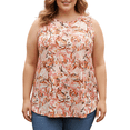 thumbnail image 1 of Cuteduck Women Tank Tops Plus Size Summer Floral Print Sleeveless Blouse Crew Neck Casual Basic Loose Fit Tank Tops Beach Vacation 1X-5X, 1 of 8