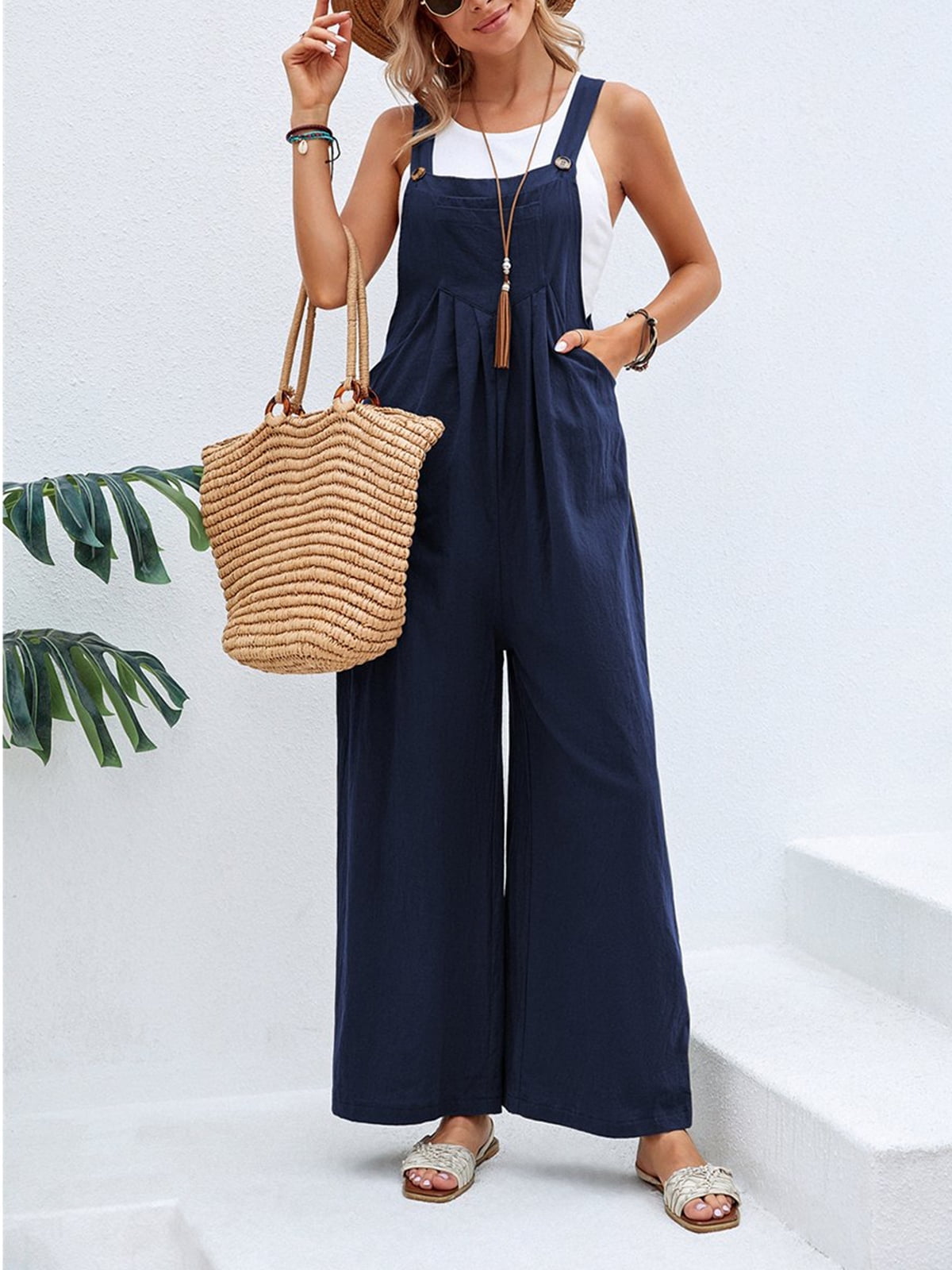 Casual Denim Jumpsuits Women Loose Overalls Baggy Wide Leg Rompers