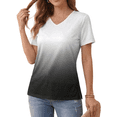 thumbnail image 1 of Cuteduck Women Tops Casual Short Sleeve V-Neck T-Shirt Summer Color Blending Loose Fit Comfort T-Shirt M-3XL, 1 of 9