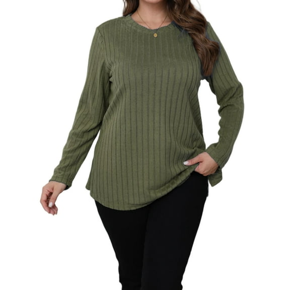 Cuteduck Women's Plus Size Fall Casual Knit Top Crew Neck Long Sleeve Lightweight Sweater 1X-4X