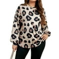 thumbnail image 1 of Cuteduck Women's Plus Size Casual Leopard Print Top Crew Neck Long Sleeve Trendy Breathable Loose Tunic 1X-4X, 1 of 7
