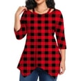 thumbnail image 1 of Cuteduck Women's Plus Size Fall Printed 3/4 Sleeve Tunic Casual V-Neck Lightweight Dressy Blouse Loose Casual Top 1X-5X, 1 of 7