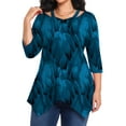thumbnail image 1 of Cuteduck Women's Plus Size Fall Printed 3/4 Sleeve Tunic Casual V-Neck Lightweight Dressy Blouse Loose Casual Top 1X-5X, 1 of 7