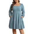 thumbnail image 1 of Cuteduck Women's Plus Size Fall Sweater Dress Long Sleeve Babydoll Dresses with Pocket, 1X-5X, 1 of 9