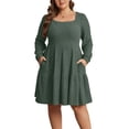 thumbnail image 1 of Cuteduck Women's Plus Size Fall Sweater Dress Long Sleeve Babydoll Dresses with Pocket, 1X-5X, 1 of 10