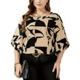 thumbnail image 1 of Cuteduck Women's Plus-Size Top With Five-Quarter Sleeves Women's Printed Crew Neck Shirt Top 1X-4X, 1 of 6