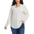 thumbnail image 1 of Cuteduck Women's Plus Size Waffle Knit Tops Henley Long Sleeve Fall Casual Shirts 1X-5X, 1 of 8