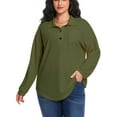 thumbnail image 1 of Cuteduck Women's Plus Size Waffle Knit Tops Henley Long Sleeve Fall Casual Shirts 1X-5X, 1 of 8