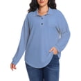 thumbnail image 1 of Cuteduck Women's Plus Size Waffle Knit Tops Henley Long Sleeve Fall Casual Shirts 1X-5X, 1 of 7