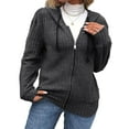 thumbnail image 1 of Cuteduck Women's Plus-Size Zip Up Knit Jacket Solid Color Long Sleeve String Hooded Fall/Winter Rib Cardigan 1X-4X, 1 of 7