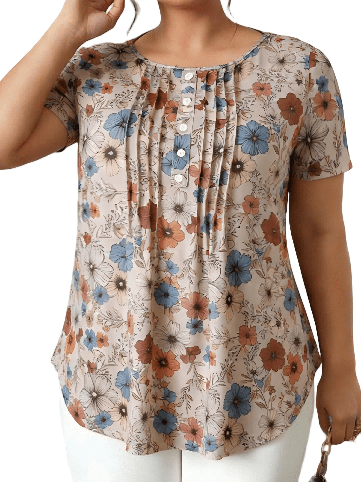 Cuteduck Women Plus Size Tops Short Sleeve Summer Floral Print Blouses ...
