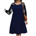 thumbnail image 1 of Cuteduck Women Plus Size Fall Plaid Dress Long Sleeve Round Neck Fashion A-Line Casual Midi Dress 1X-4X, 1 of 7