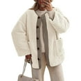 thumbnail image 1 of Cuteduck Women's Sherpa Jacket Warm Winter Casual Plush Lamb Coat S-2XL, 1 of 7