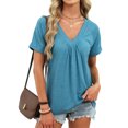 thumbnail image 1 of Cuteduck Women's Short Sleeve V-Neck T-Shirt – Ruched Detail, Loose Fit Solid Color Soft Summer Top – Casual Everyday Essential S-2X, 1 of 7