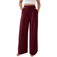thumbnail image 1 of Cuteduck Women's Solid Color Wide Leg Pants – High Waisted Flowy Palazzo Trousers with Slant Pockets Casual Loose Pants S-2XL, 1 of 7