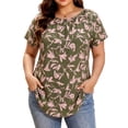 thumbnail image 1 of Cuteduck Women Plus Size Tops Short Sleeve Shirts Casual Floral Print Chiffon Blouses Loose Flowy Crewneck Pleated Top（1X-5X）, 1 of 9