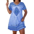 thumbnail image 1 of Cuteduck Women’s V-Neck Short Sleeve Casual Midi Dress – Boho Print, Loose Fit Flowy A-Line Sundress – Summer Beach & Everyday 1X-5X, 1 of 7