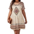 thumbnail image 1 of Cuteduck Women’s V-Neck Short Sleeve Casual Midi Dress – Boho Print, Loose Fit Flowy A-Line Sundress – Summer Beach & Everyday 1X-5X, 1 of 7