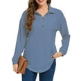 thumbnail image 1 of Cuteduck Women's Waffle Knit Tops Henley Casual Shirts Long Sleeve V Neck Solid Color Casual Tunic Tops S-XXL, 1 of 8
