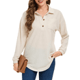 thumbnail image 1 of Cuteduck Women's Waffle Knit Tops Henley Casual Shirts Long Sleeve V Neck Solid Color Casual Tunic Tops S-XXL, 1 of 10