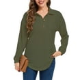 thumbnail image 1 of Cuteduck Women's Waffle Knit Tops Henley Casual Shirts Long Sleeve V Neck Solid Color Casual Tunic Tops S-XXL, 1 of 8