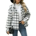 thumbnail image 1 of Cuteduck Women Plaid Fashion Jacket Button Up Long Sleeve Fall Casual Dressy Loose Coat with Pockets S-XL, 1 of 7