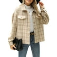 thumbnail image 1 of Cuteduck Women Plaid Fashion Jacket Button Up Long Sleeve Fall Casual Dressy Loose Coat with Pockets S-XL, 1 of 7