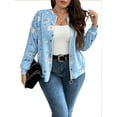 thumbnail image 1 of Cuteduck Women Plus Size Printed Fashion Jacket Long Sleeve Lightweight Fall Zip Up Loose Bomber Jacket 1X-4X, 1 of 7
