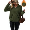 thumbnail image 1 of Cuteduck Women's plush sweatshirt long sleeve half zip pullover Top Winter Fleece hoodie S-2XL, 1 of 7