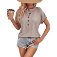 thumbnail image 1 of Musefolio Womens Button Up Henley Shirts Casual Loose Basic Batwing Sleeve Tops S-XXL, 1 of 5