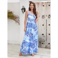 thumbnail image 1 of Cuteduck Womens Casual Sleeveless Long Dress Sexy Spaghetti Strap Deep V Neck Floral Boho Criss Cross Backless Chiffon Beach Party Maxi Dress, S-2XL, 1 of 4