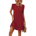 thumbnail image 1 of Cuteduck Womens Dresses Ruffle Sleeve Ruffle Hem Round Neck Textures Casual Dresses S-XL, 1 of 7