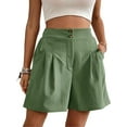 thumbnail image 1 of Cuteduck Womens High-Waisted Pleated Shorts Wide Leg Button Casual Loose Fit Shorts S-2XL, 1 of 5