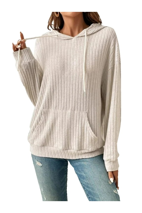 Womens Hoodies Long Sleeve Drawstring Jumpers Sweatshirt with Pockets Casual Pullover Tops S-XXL
