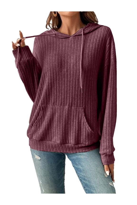 Womens Hoodies Long Sleeve Drawstring Jumpers Sweatshirt with Pockets Casual Pullover Tops S-XXL